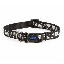 Ancol Fashion Black Daisy Adjustable Dog Collar 20-30cm Nylon-AK Pet Supplies Ltd