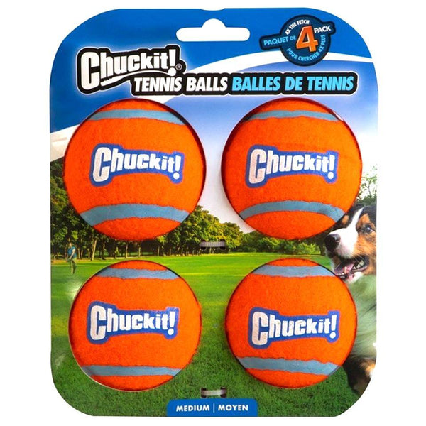 Chuckit! Tennis Balls Medium 4 Pack No Squeak Dog Fetch Toys-AK Pet Supplies Ltd