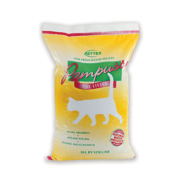 Pampuss Natural Wood Pellets Cat Litter 30L Pine Scented High Absorbency Eco Friendly-AK Pet Supplies Ltd
