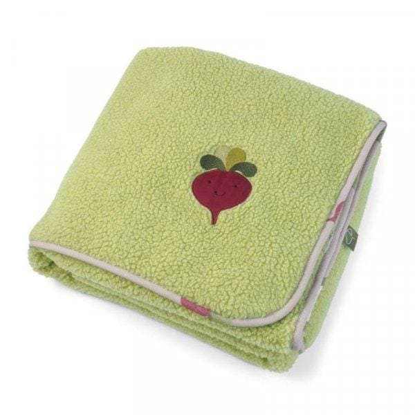 Veggie Patch Dog Comforter Blanket Green Fleecy Side And Faux Fur Side Grey Piping-AK Pet Supplies Ltd