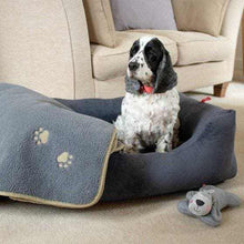 ZOON Charcoal Grey Velour Square Small Dog Bed Deep Filled With High Sides For Small Dogs-AK Pet Supplies Ltd