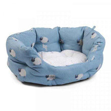 Zoon Counting Sheep Oval Dog Bed Light Blue Pattern Deep Filled With High Sides For Comfort-AK Pet Supplies Ltd