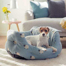 Zoon Counting Sheep Oval Dog Bed Light Blue Pattern Deep Filled With High Sides For Comfort-AK Pet Supplies Ltd